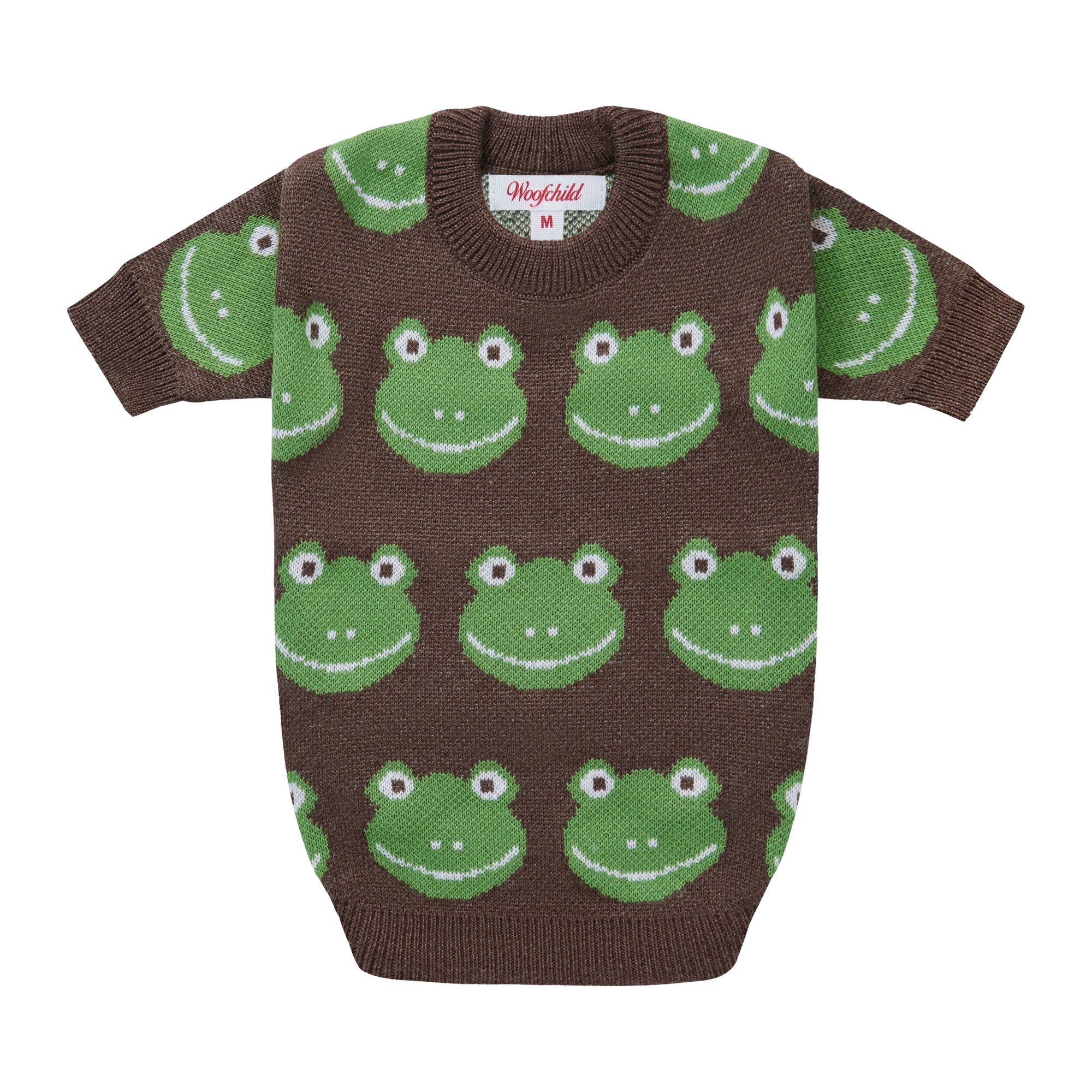 brązowy sweterek dla psa w żaby