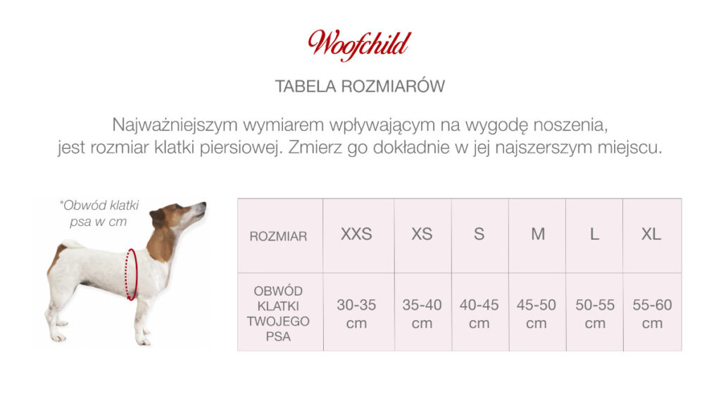 Woofchild - tabela rozmiarów